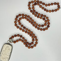 Rudraksha Hanuman Hand Knotted Mala 6mm | 108 Bead | Prayer Beads | Prayer Necklace | Meditation| Mantra | Sound Healing | Reiki Infused