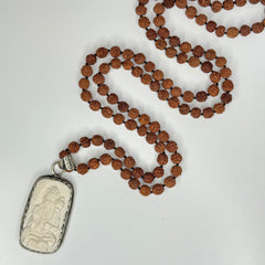 Rudraksha Hanuman Hand Knotted Mala 6mm | 108 Bead | Prayer Beads | Prayer Necklace | Meditation| Mantra | Sound Healing | Reiki Infused