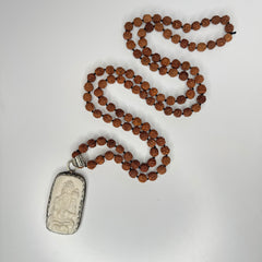 Rudraksha Hanuman Hand Knotted Mala 6mm | 108 Bead | Prayer Beads | Prayer Necklace | Meditation| Mantra | Sound Healing | Reiki Infused