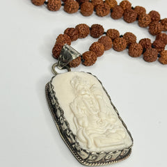 Rudraksha Hanuman Hand Knotted Mala 6mm | 108 Bead | Prayer Beads | Prayer Necklace | Meditation| Mantra | Sound Healing | Reiki Infused