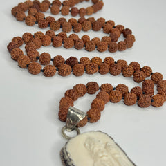 Rudraksha Hanuman Hand Knotted Mala 6mm | 108 Bead | Prayer Beads | Prayer Necklace | Meditation| Mantra | Sound Healing | Reiki Infused