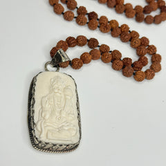 Rudraksha Hanuman Hand Knotted Mala 6mm | 108 Bead | Prayer Beads | Prayer Necklace | Meditation| Mantra | Sound Healing | Reiki Infused