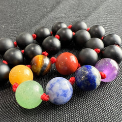 Black Matte Onyx Chakra Hand Knotted Hand Mala 8mm | 27 Bead | Prayer Bead | Japa Mala | Meditation Bracelet | Mantra and Reiki Infused