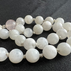 Moonstone Hand Knotted Hand Mala 8mm | 27 Bead | Prayer Bead | Japa Mala | Meditation Bracelet | Mantra and Reiki Infused