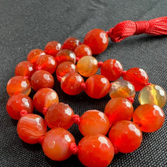 Faceted Carnelian Hand Knotted Hand Mala 8mm | 27 Bead | Prayer Bead | Japa Mala | Meditation Bracelet | Mantra and Reiki Infused