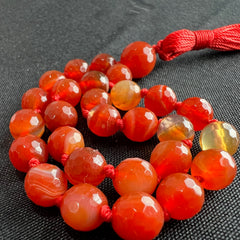 Faceted Carnelian Hand Knotted Hand Mala 6mm | 27 Bead | Prayer Bead | Japa Mala | Meditation Bracelet | Mantra and Reiki Infused