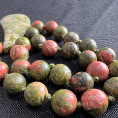 Unakite Hand Knotted Hand Mala 8mm | 27 Bead | Prayer Bead | Japa Mala | Meditation Bracelet | Mantra and Reiki Infused