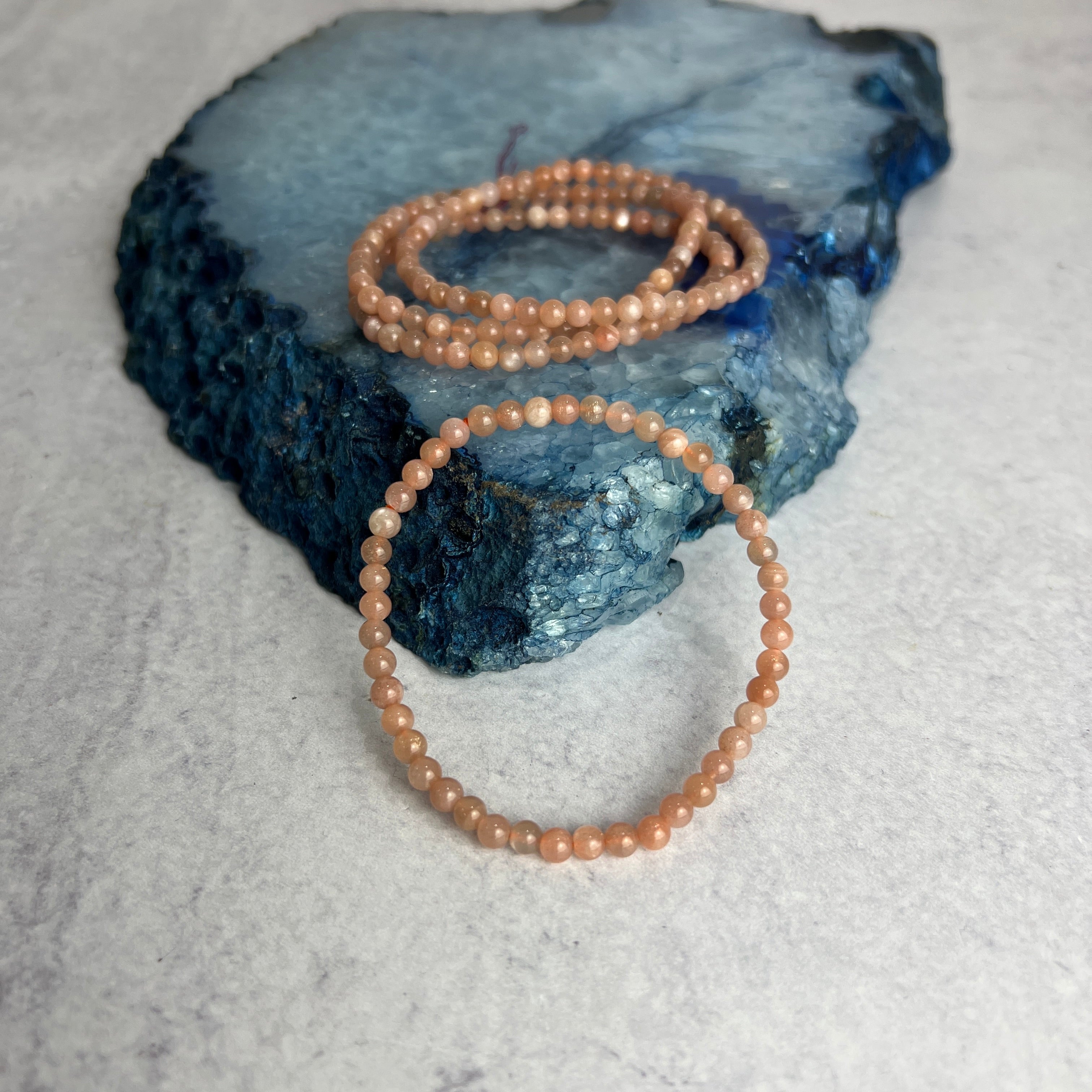 4mm Peach Moonstone Bracelet