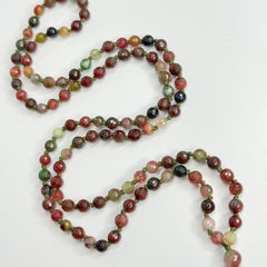 Faceted Watermelon Tourmaline Hand Knotted Mala | 6mm 108 Beads | Japa Mala | Meditation Necklace | Prayer Beads | Mantra and Reiki Infused