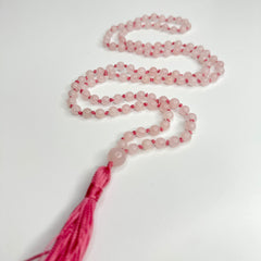 Rose Quartz Hand Knotted Japa Mala, Prayer Beads, Meditation Beads. 6mm 108 Beads. Mantra, Sound Healing & Reiki Infused