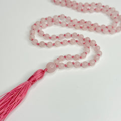 Rose Quartz Hand Knotted Japa Mala, Prayer Beads, Meditation Beads. 6mm 108 Beads. Mantra, Sound Healing & Reiki Infused