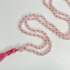 Rose Quartz Hand Knotted Japa Mala, Prayer Beads, Meditation Beads. 6mm 108 Beads. Mantra, Sound Healing & Reiki Infused