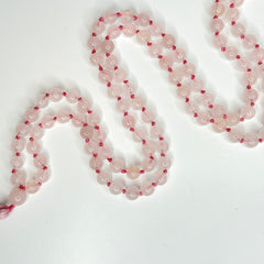 Rose Quartz Hand Knotted Japa Mala, Prayer Beads, Meditation Beads. 8mm 108 Beads. Mantra, Sound Healing & Reiki Infused