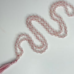 Rose Quartz Hand Knotted Japa Mala, Prayer Beads, Meditation Beads. 8mm 108 Beads. Mantra, Sound Healing & Reiki Infused