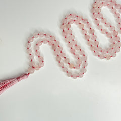 Rose Quartz Hand Knotted Japa Mala, Prayer Beads, Meditation Beads. 8mm 108 Beads. Mantra, Sound Healing & Reiki Infused