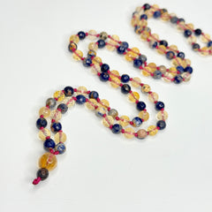 Orange Sodalite Citrine Hand Knotted Mala 6mm 108 Bead | Prayer Beads Meditation Necklace | Mantra, Sound Healing, & Reiki Infused