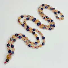 Orange Sodalite Citrine Hand Knotted Mala 6mm 108 Bead | Prayer Beads Meditation Necklace | Mantra, Sound Healing, & Reiki Infused