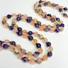 Orange Sodalite Citrine Hand Knotted Mala 6mm 108 Bead | Prayer Beads Meditation Necklace | Mantra, Sound Healing, & Reiki Infused