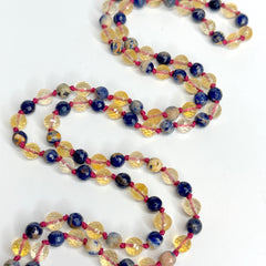 Orange Sodalite Citrine Hand Knotted Mala 6mm 108 Bead | Prayer Beads Meditation Necklace | Mantra, Sound Healing, & Reiki Infused