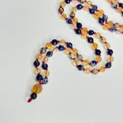 Orange Sodalite Citrine Hand Knotted Mala 6mm 108 Bead | Prayer Beads Meditation Necklace | Mantra, Sound Healing, & Reiki Infused