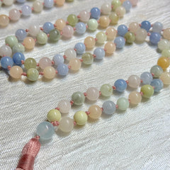 Morganite Mala 8mm 8mm | 108 Bead | Japa Mala | Hand Knotted | Mantra | Sound Healing | Reiki Infused