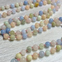 Morganite Mala 8mm 8mm | 108 Bead | Japa Mala | Hand Knotted | Mantra | Sound Healing | Reiki Infused