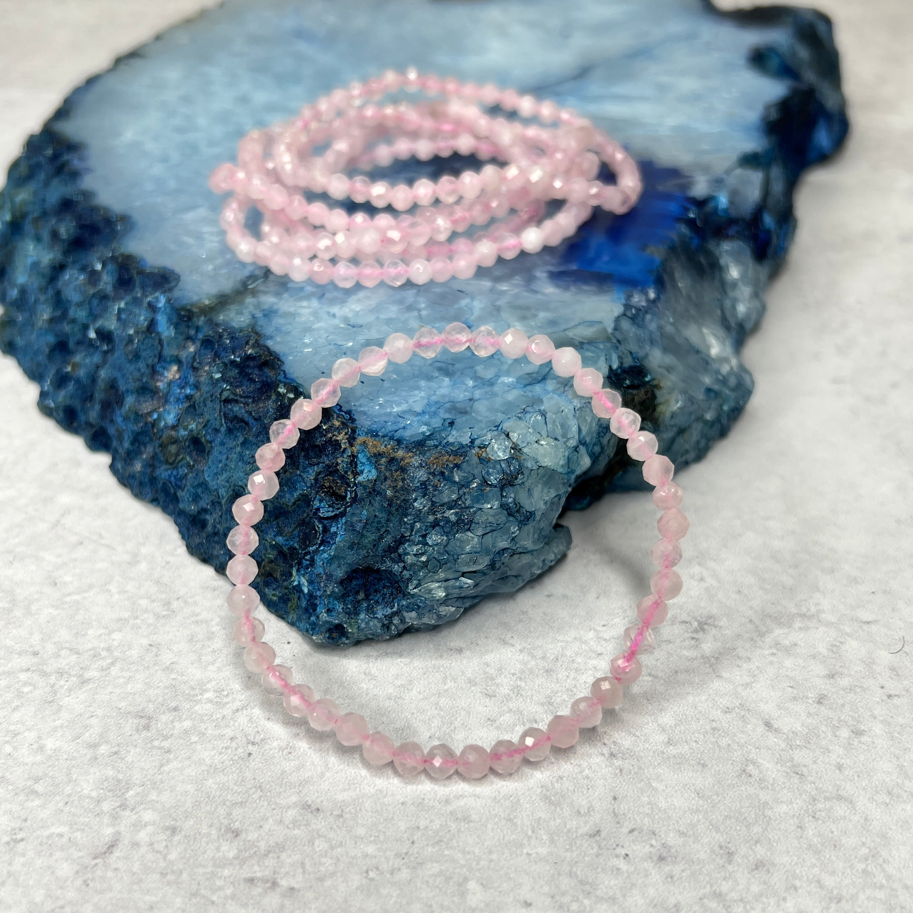 4mm Faceted Rose Quartz Bracelet