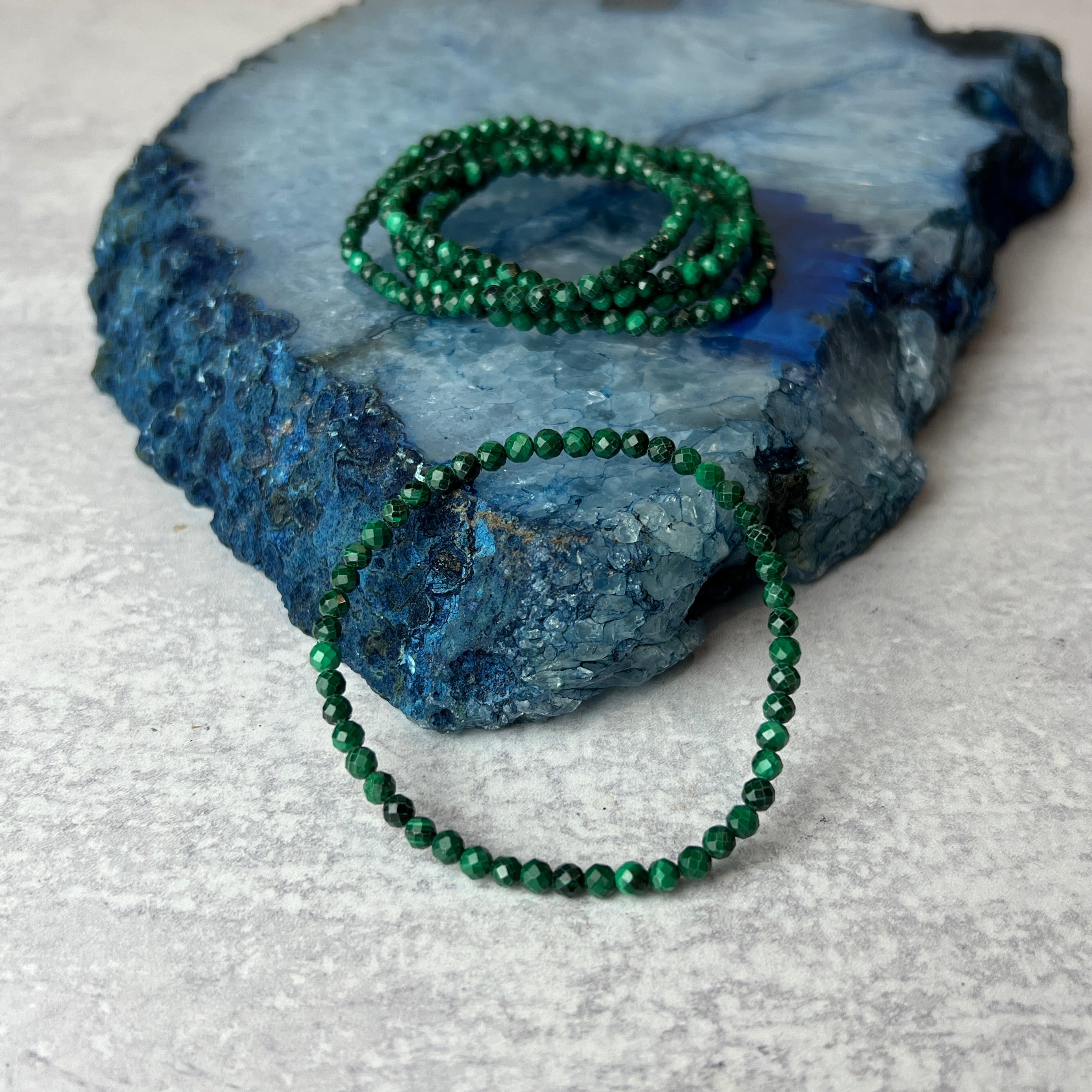 4mm Faceted Malachite Bracelet