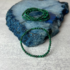 4mm Faceted Malachite Bracelet