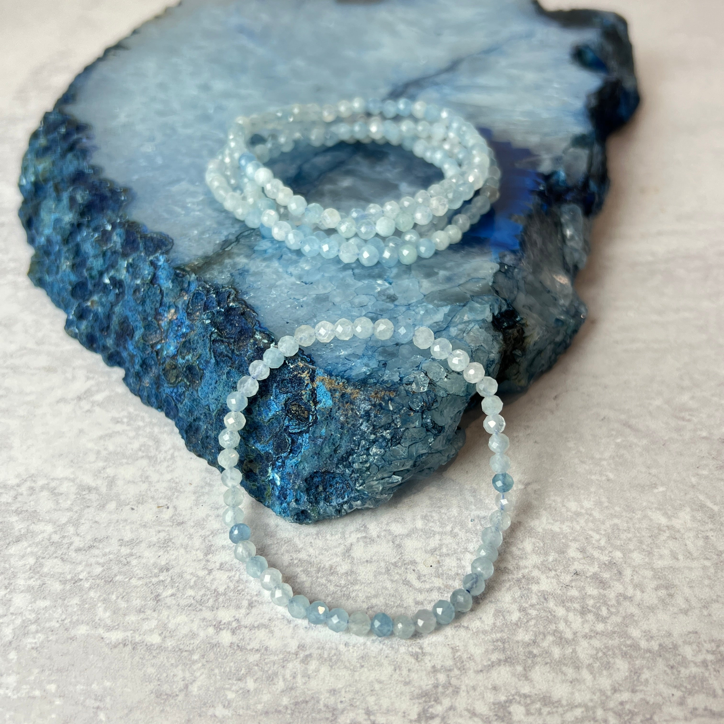 6mm Faceted Aquamarine Bracelet
