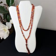 Banded Carnelian Mala 6mm | 108 Bead | Japa Mala | Hand Knotted | Mantra | Sound Healing | Reiki Infused