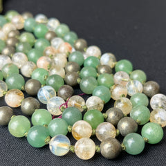 Prosperity Mala (Aventurine, Citrine & Pyrite) 6mm | 108 Bead | Hand Knotted | Mantra | Sound Healing | Reiki Infused