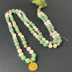 Prosperity Mala (Aventurine, Citrine & Pyrite) 6mm | 108 Bead | Hand Knotted | Mantra | Sound Healing | Reiki Infused