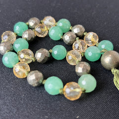 Prosperity Hand Mala (Faceted Aventurine, Citrine & Pyrite) 8mm