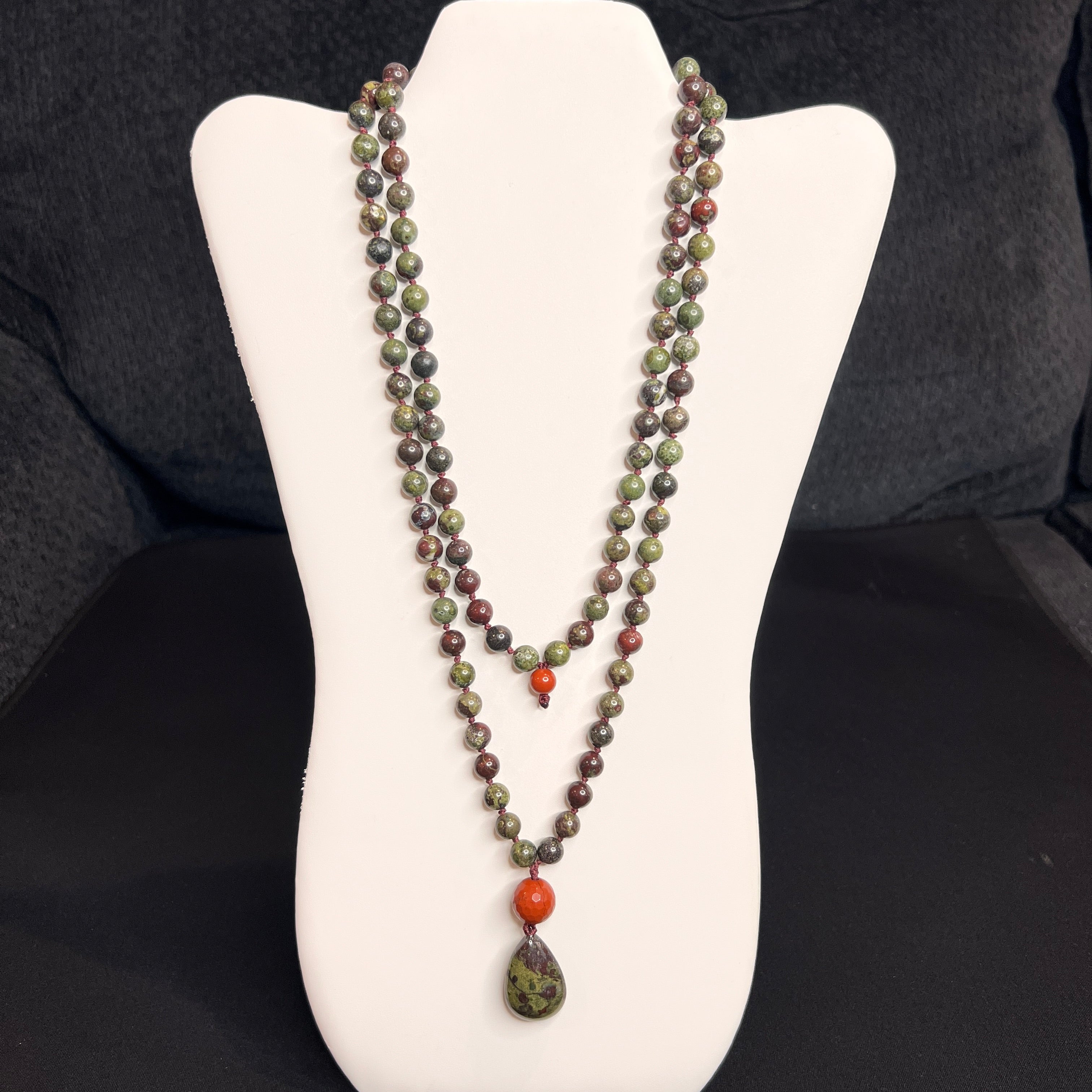 Dragons Blood & Red Jasper Hand knotted Mala 8mm | 108 Bead | Japa Mala Prayer Beads Meditation Necklace | Mantra | Sound Healing | Reiki Infused