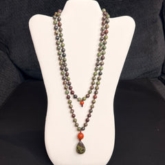 Dragons Blood & Red Jasper Hand knotted Mala 8mm | 108 Bead | Japa Mala Prayer Beads Meditation Necklace | Mantra | Sound Healing | Reiki Infused