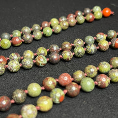 Dragons Blood & Red Jasper Hand knotted Mala 8mm | 108 Bead | Japa Mala Prayer Beads Meditation Necklace | Mantra | Sound Healing | Reiki Infused