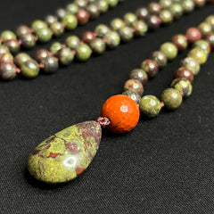 Dragons Blood & Red Jasper Hand knotted Mala 8mm | 108 Bead | Japa Mala Prayer Beads Meditation Necklace | Mantra | Sound Healing | Reiki Infused