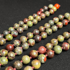 Dragons Blood & Red Jasper Hand knotted Mala 8mm | 108 Bead | Japa Mala Prayer Beads Meditation Necklace | Mantra | Sound Healing | Reiki Infused