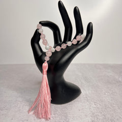 Rose Quartz & Moonstone Hand Mala 8mm (Pregnancy, Infertility, New Born, & Child Loss)