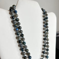 Blue Kyanite & Labradorite Ohm Mala 8mm