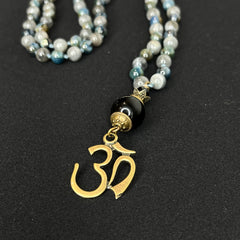Blue Kyanite & Labradorite Ohm Mala 8mm