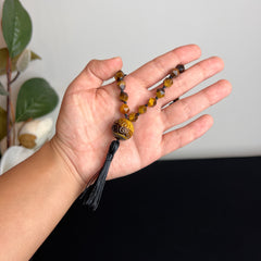 Faceted Tigers Eye Hand Knotted Hand Mala 8mm | 27 Bead | Prayer Bead | Japa Mala | Meditation Bracelet | Mantra and Reiki Infused