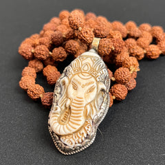 Rudraksha Ganesha Hand Knotted Mala 6mm | 108 Bead | Prayer Beads | Prayer Necklace | Meditation| Mantra | Sound Healing | Reiki Infused