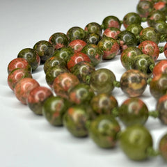 Unakite Hand Knotted Japa Mala, Prayer Beads, Meditation Beads. 8mm 108 Beads. Mantra, Sound Healing & Reiki Infused