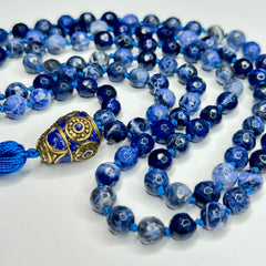 Sodalite Hand Knotted Mala 6mm 108 Bead | Prayer Beads Meditation Necklace | Mantra, Sound Healing, & Reiki Infused