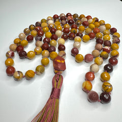 Faceted Mookaite Hand Knotted Mala | 10mm 108 Bead | Prayer Beads | Meditation Necklace | Mantra | Sound Healing |  Reiki Infused