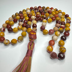 Faceted Mookaite Hand Knotted Mala | 10mm 108 Bead | Prayer Beads | Meditation Necklace | Mantra | Sound Healing |  Reiki Infused