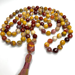 Faceted Mookaite Hand Knotted Mala | 10mm 108 Bead | Prayer Beads | Meditation Necklace | Mantra | Sound Healing |  Reiki Infused