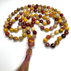 Faceted Mookaite Hand Knotted Mala | 10mm 108 Bead | Prayer Beads | Meditation Necklace | Mantra | Sound Healing |  Reiki Infused